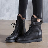 Women's Vintage Round Toe Solid Color Boots